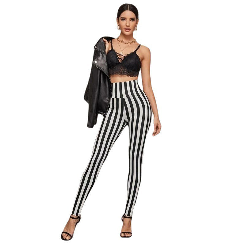 High Waist Striped Pants