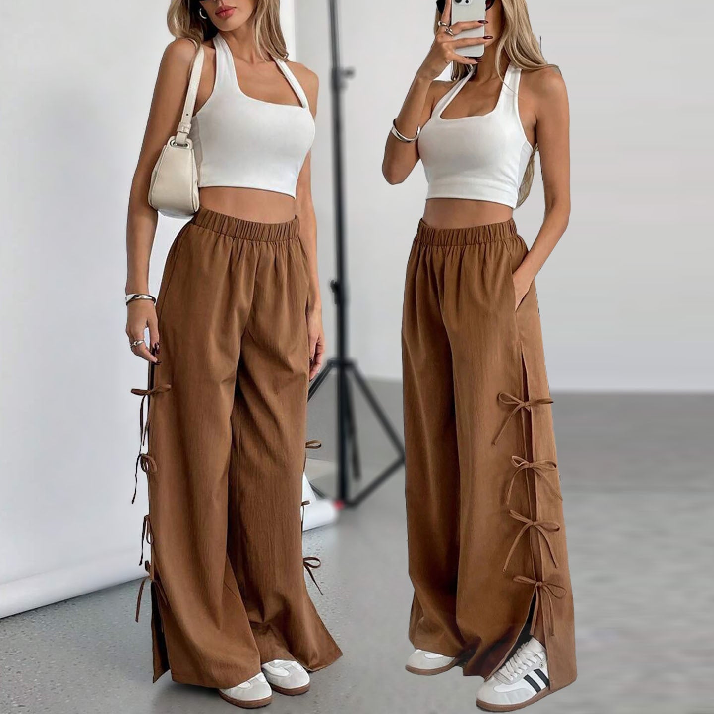 Stylish Bow Accent Joggers
