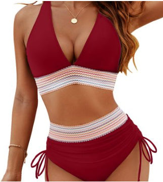 Color Block High-Waist Bikini Set
